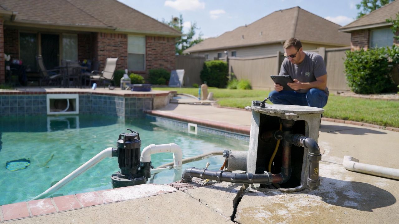pool party preparation
getting pool ready for party
pool ready for guests