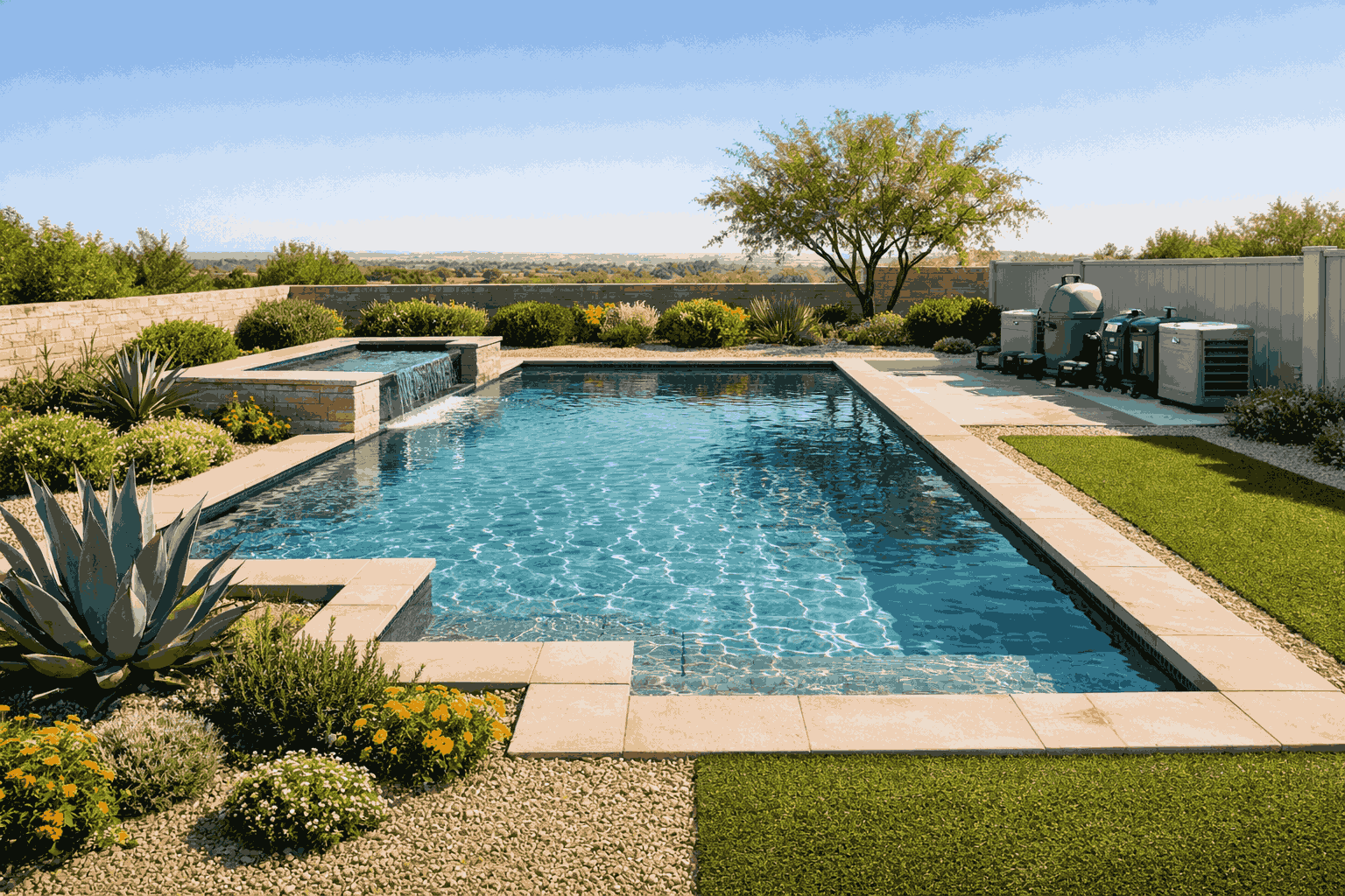 landscaping around pool
best plants around pool Texas
pool landscaping DFW