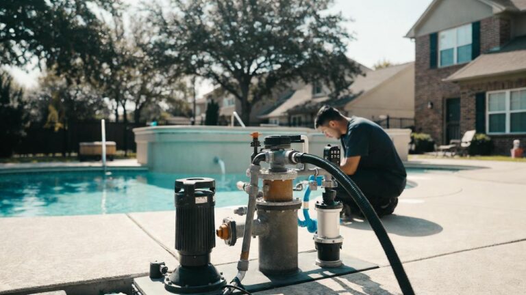 pool service in Carrollton TX - pool pump noise loud pool pump noisy pool pump - pool skimmer basket cleaning frequency, empty pool skimmer basket, clogged skimmer basket, clean pool skimmer basket, weak skimmer suction