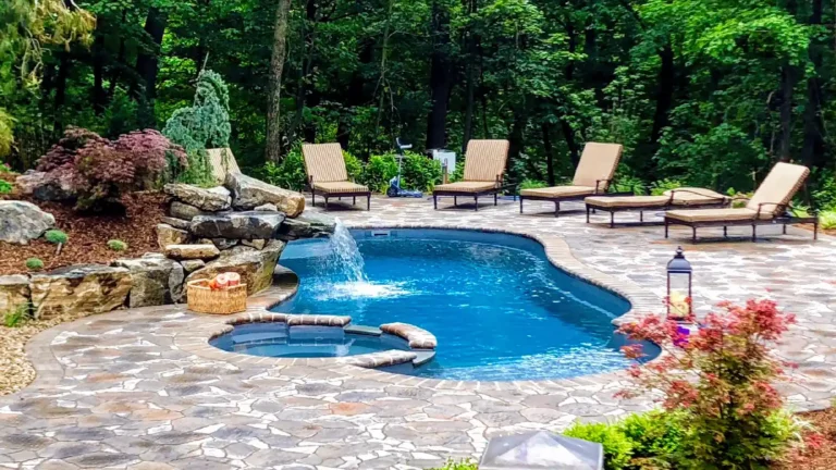 backyard pool design pool and outdoor kitchen pool entertainment area DFW