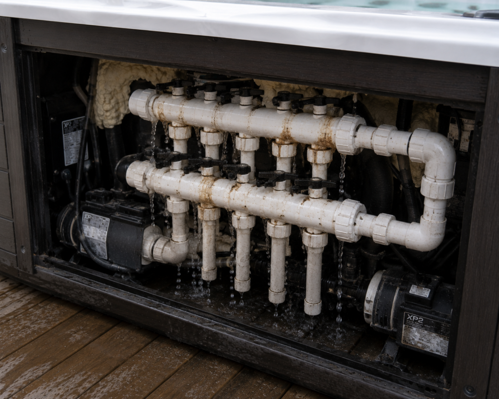 Hottub leaking manifolds repair services in DFW