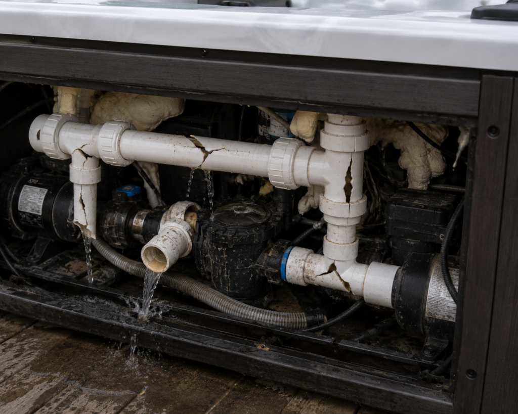 Spa & Hot tub cracked and broken pipes repair services in Dallas FortWorth