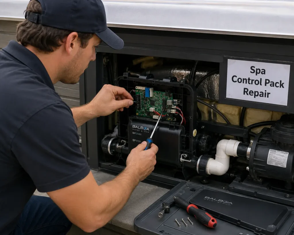 Spa Control Pack Repair Dallas-Fort Worth | Balboa, Gecko & All Brands | Poolburg - pool filter leaking at clamp, pool filter clamp leak, pool filter leaking water, pool filter tank leak, pool filter repair