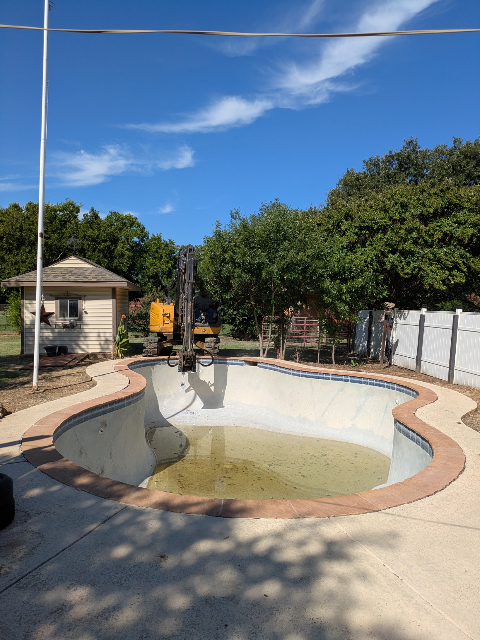 Step 1: Free Consultation & Estimate We come to your property, assess the pool, and discuss your goals. We'll explain the process, answer your questions, and provide a clear, detailed estimate. No pressure, no sales pitch, just honest information so you can make the right decision. During this visit we look at: Pool size, type, and construction material Access for equipment to reach the pool area Existing fencing and decking that may be affected Utility connections that need proper disconnection Your plans for the space after removal - pool waterline scum, scum line, waterline ring pool, oily pool water, sunscreen in pool water