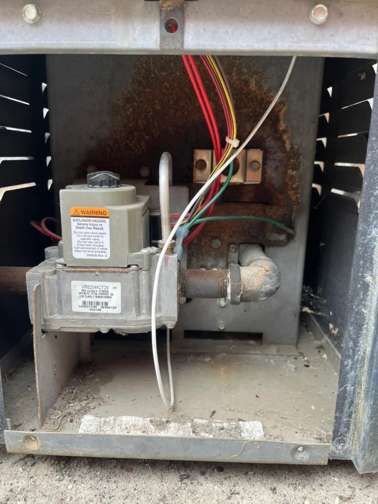 pool heater rust, rusty pool heater, pool heater corrosion, pool heater cabinet rust, pool heater replacement signs