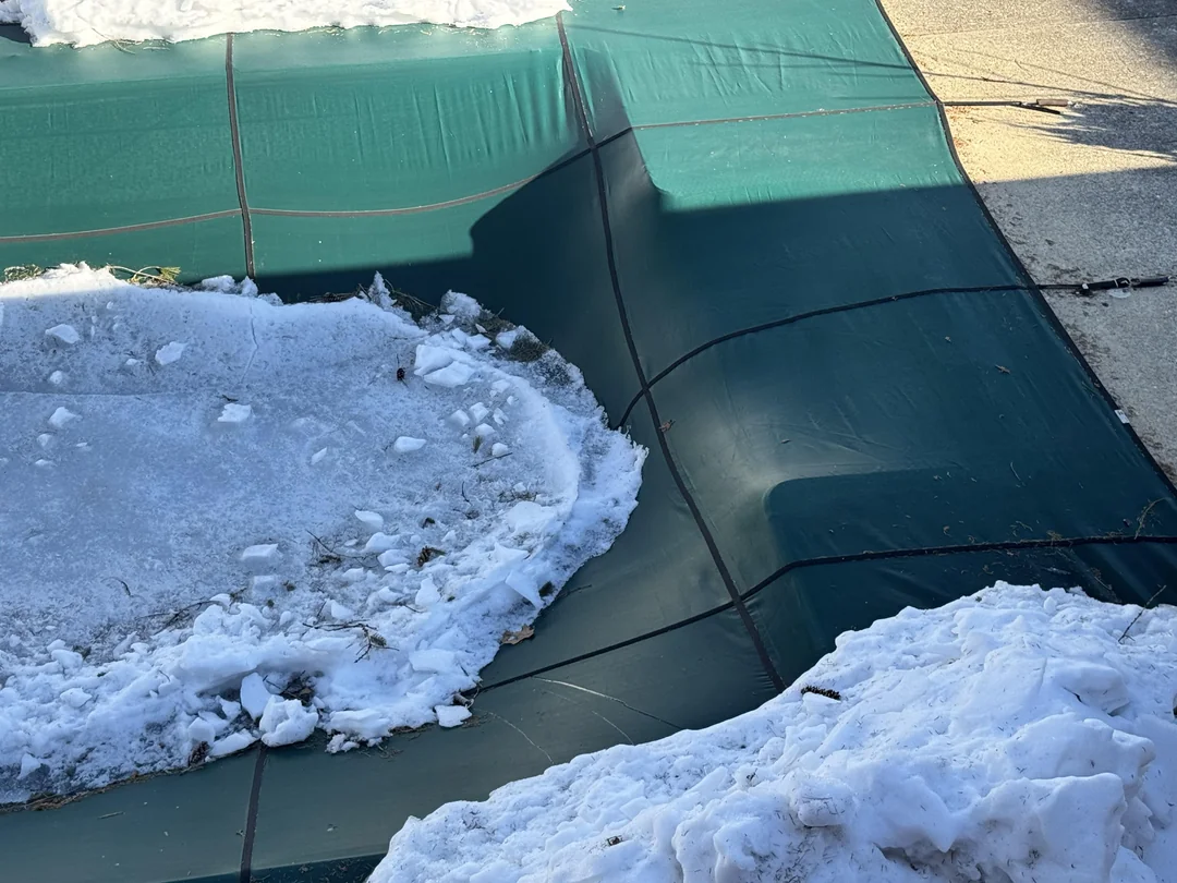 pool cover sagging, sagging pool cover, pool cover water weight, pool cover support, pool cover maintenance - pool cover anchors loose, loose pool cover anchors, pool safety cover anchors, pool cover repair, pool cover sagging