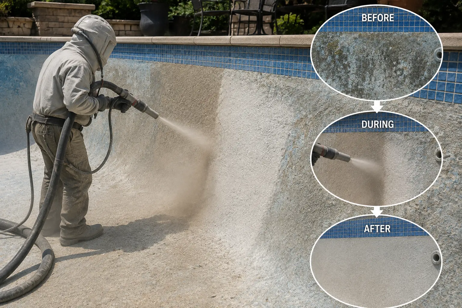 commercial pool resurfacing, commercial swimming pool resurfacing, apartment pool resurfacing, hotel pool resurfacing, commercial pool repair