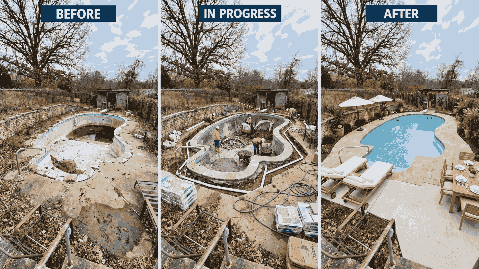 pool restoration cost, swimming pool restoration cost, pool restoration services, restore old pool, neglected pool restoration